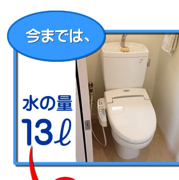 今までのトイレの水の量は13リットル