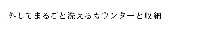 外してまるごと洗えるカウンターと収納