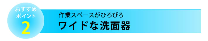 おすすめポイント２　ワイドな洗面器