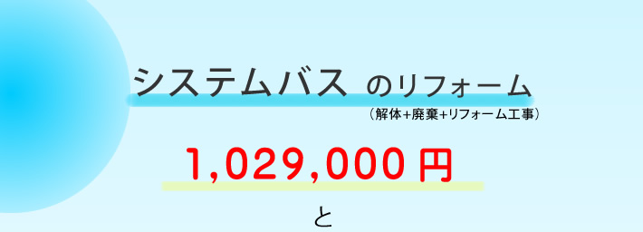 システムバスのリフォーム（1,029,00円）と