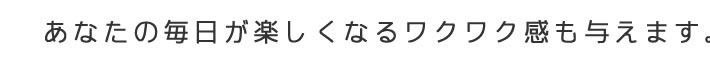 あなたの毎日が楽しくなるワクワク感も与えます。