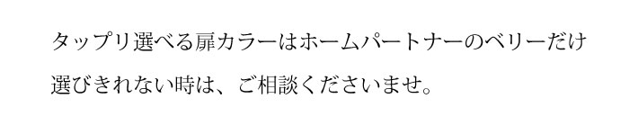 タップリ選べる扉カラーはホームパートナーのベリーだけ選びきれない時は、ご相談くださいませ。