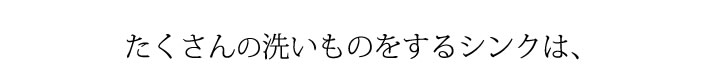 たくさんの洗いものをするシンクは、