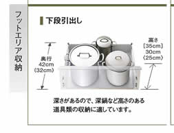 フットエリア収納　