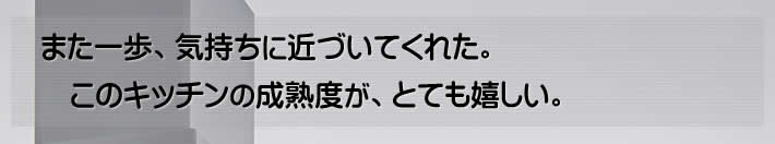 また一歩、気持ちに近づいてくれた。このキッチンの成熟度が、とても嬉しい。
