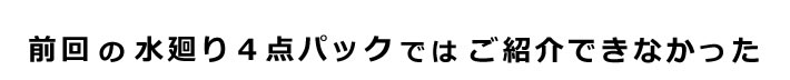 前回の水廻り4点パックではご紹介できなかった。