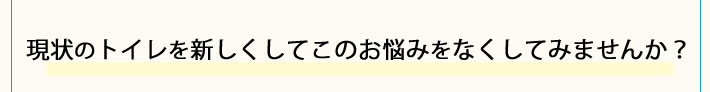 現状のトイレを新しくしてこのお悩みをなくしてみませんか？