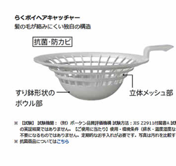 髪の毛が絡みにくい独自の構造らくポイヘアキャッチャー