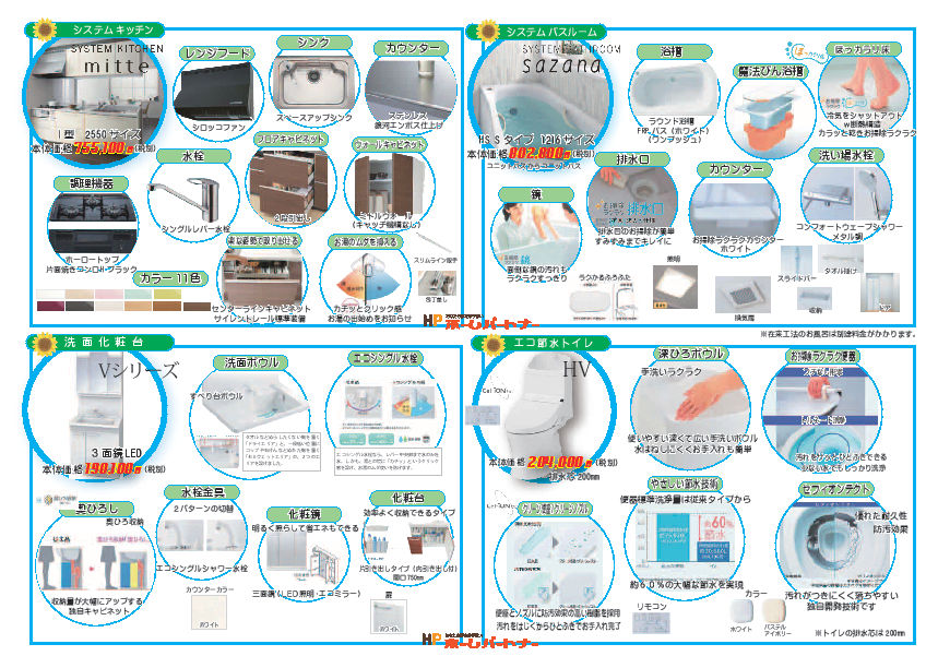 TOTO水廻り４点パック　商品説明