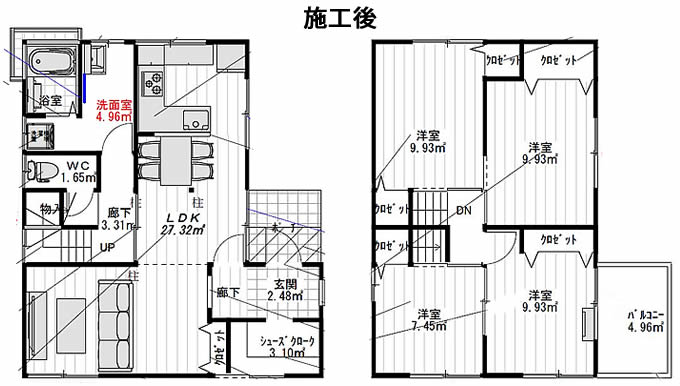 山崎邸施工後の図面