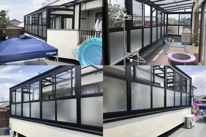 マンション 東大阪市横小路町J様邸 三協アルミ晴れもようⅢサンルーフ施工例